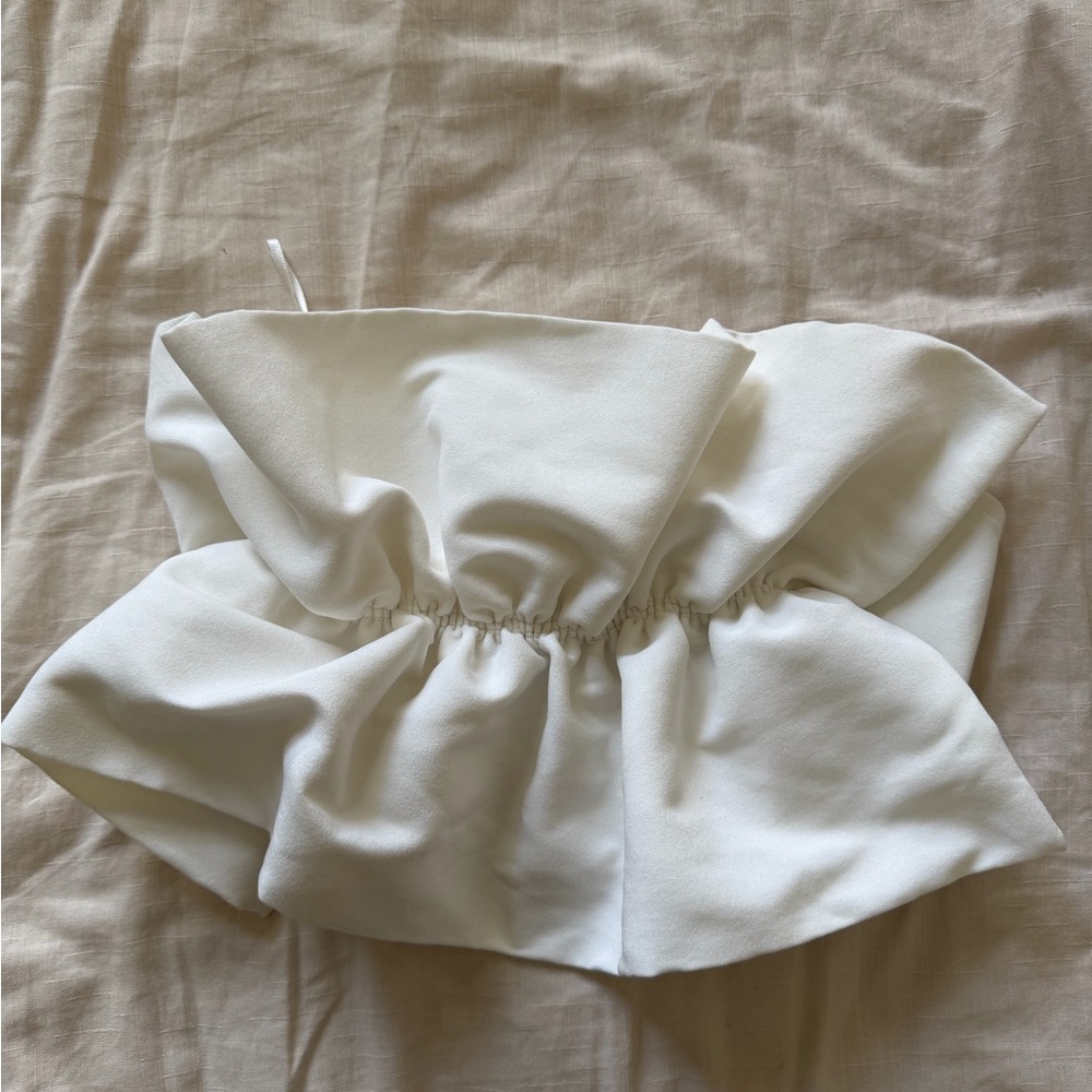 Zara White Strapless Peplum Blouse - Picture 3 of 6